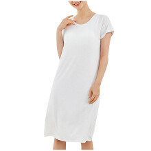 Női plus size pamut hálóruha - egyszínű, kerek nyakú, bő szabású, midi hálóing beépített melltartóval, kényelmes otthoni ruha (M-4XL)