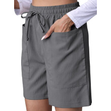 Pantaloncini casual Omen con coulisse, comodi pantaloncini estivi con elastico in vita e tasche, grigi, taglia XXL