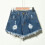 Stretchy denimshorts med lomme i mørkeblå til dame 2