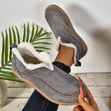 Loafers Cluthar Líneáilte le Fionnadh Bréige do Mhná - Slip-On Compordacha le haghaidh Caitheamh Ócáideach Laethúil