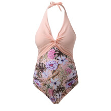 Women Maternity Swimwear OnePiece Halter Pregnancy Swimsuit Floral Bathing Suits Adjustable Chest Swimwear