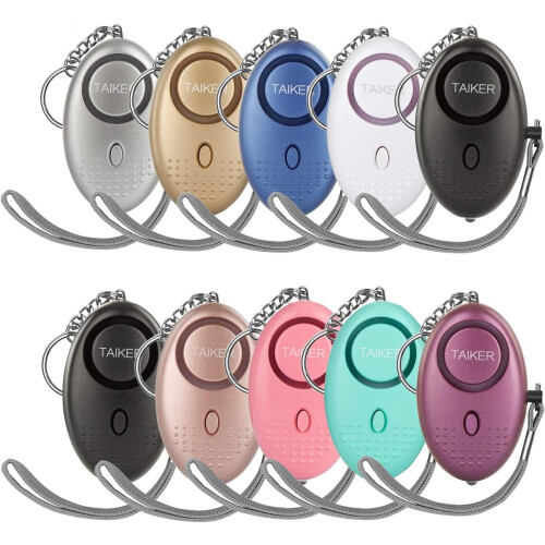 Personal Alarm for Women 140dB LED Keychain 10 Pack