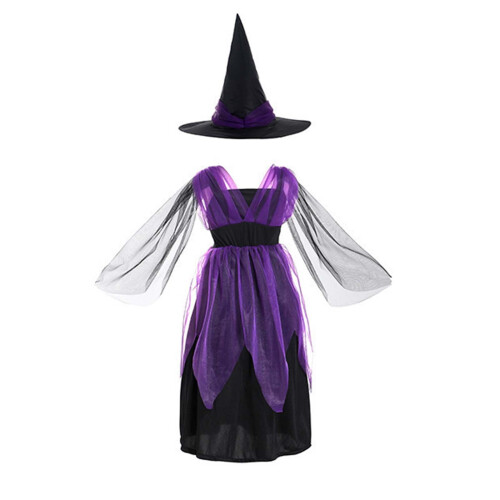 Halloween heksekostume med hat til små piger 2