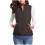 Vest for Women Winter Fall Basic Button Vest Solid Keep Warm Sleeveless Jacket with Pocket,Coffee 1