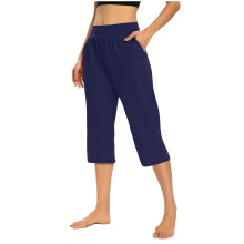 Naisten väljät caprit taskuilla, plus koot 4XL-5XL7/8, gabardine-joogahousut, korkea vyötärö, urheiluvaatteet
