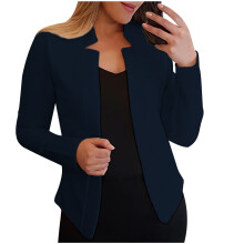 Damen-Blazer, Business-Blazer, vorne offen, einfarbig, schmal geschnitten, für Büro und Alltag, Marineblau