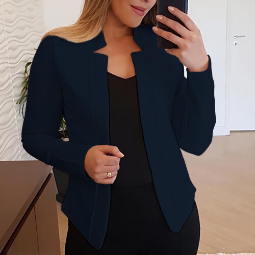 Blazer Jacket for Women Business Blazer Front Open Solid Work Jacket Slim Office Blazer For Daily/Work,Navy 1