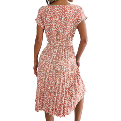 Rochie de damă cu mânecă scurtă, cu volane, și guler pătrat 2