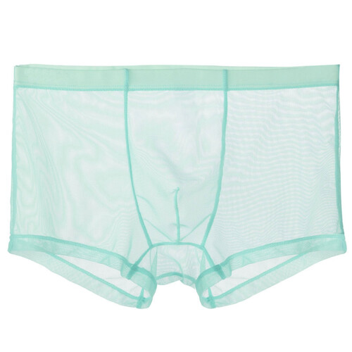 Cueca Boxer Masculina Respirável em Seda Gelo, Transparente e Elástica
