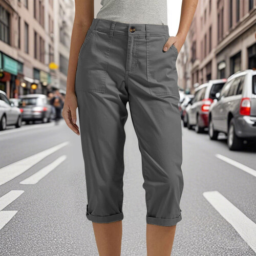 Γυναικείο παντελόνι Cargo Capri Capri Παντελόνι Dressy Joggers Casual με τσέπες και φαρδιά