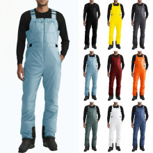 Wasserdichte, winddichte und isolierte Herren-Skihose – Thermo-Latzhose für Skifahren, Snowboarden, Camping und Outdoor-Aktivitäten
