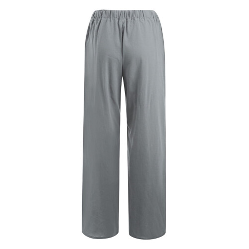 UTTOASFAY Γυναικείο Παντελόνι Γυναικείο Casual Μονόχρωμο Παντελόνι Βαμβάκι Λινό 2