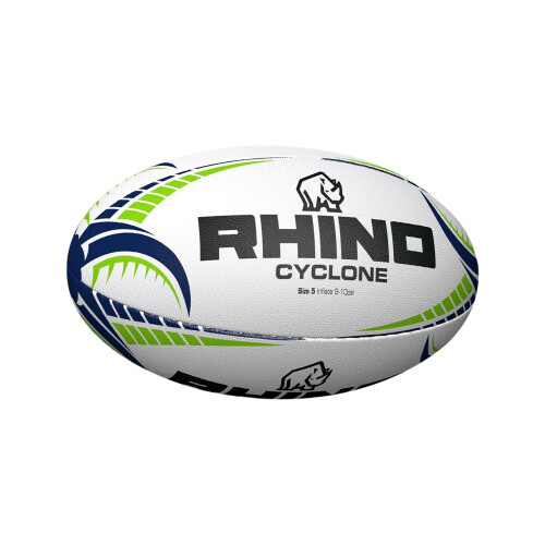 (5, White) Rhino Cyclone Training Rugby Ball 1