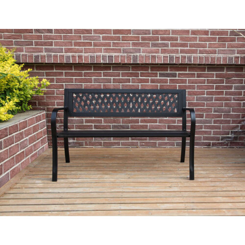 Birchtree BIRCHTREE Garden Bench Steel Lattice C072 Black 1