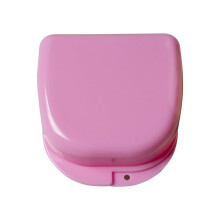 100 Pack Large Denture Storage Case with Vent Holes, Mouth Guard Container, Pink L, 5 Colors