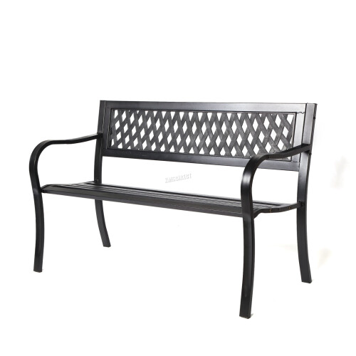Birchtree BIRCHTREE Garden Bench Steel Lattice C072 Black 2