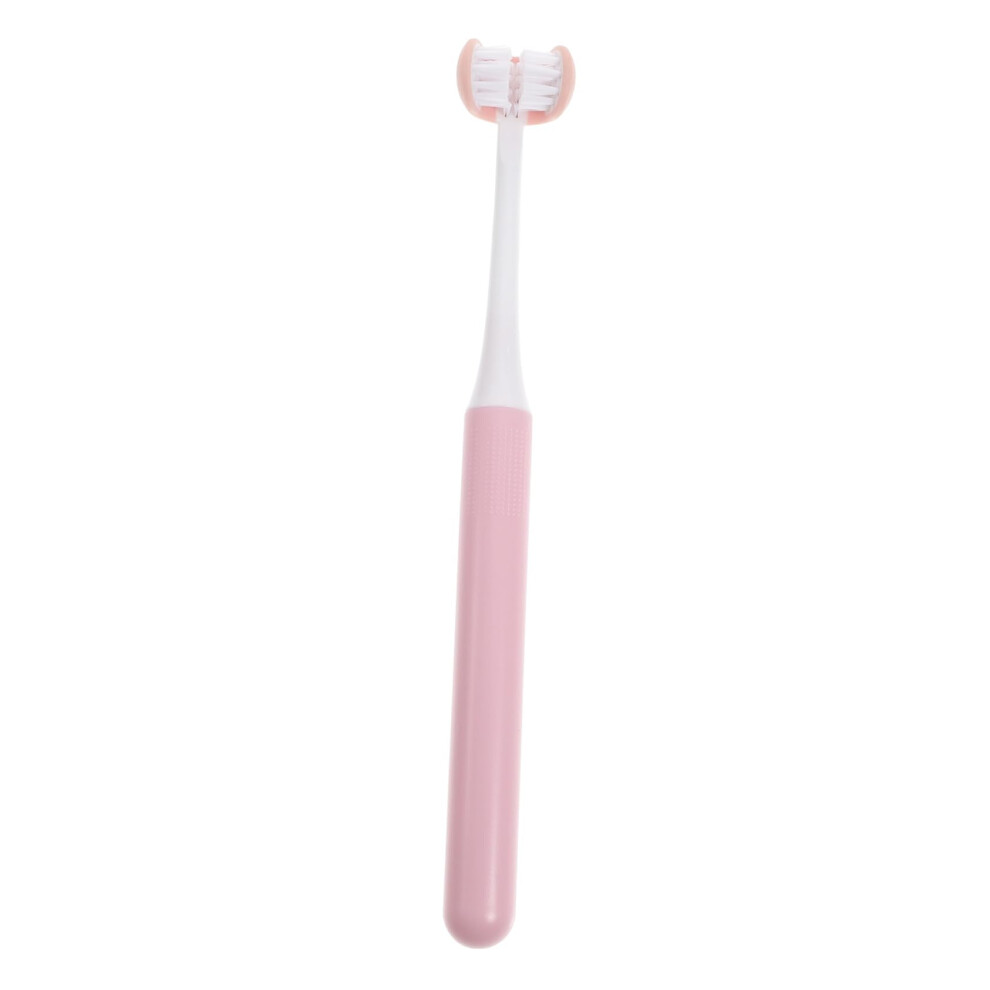 Pink Threesided Toothbrush With Soft Bristles Ushape Design Ergonomic Grip For Adult Oral Care