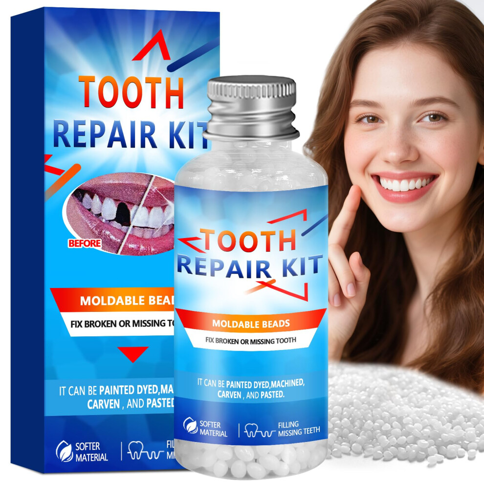Temporary Tooth  Fake Teeth Kit with Moldable Thermoplastic Beads for NaturalLooking Smile 1oz