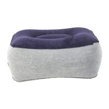 Inflatable Foot Rest Pillow Gray Blue with NonSlip Base for Airplane Travel, Office and Home