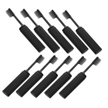10pcs Travel Toothbrush Folding Compact Design with Soft Bristles and Protective Cover Gray for Camping Hiking
