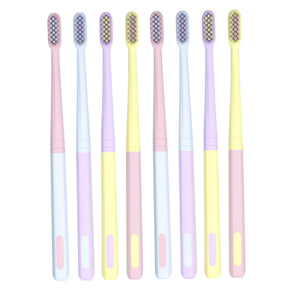 8PCS Extra Soft Toothbrush Set for Adults, Japanese Style, Compact Travel Size, Macaron Colors