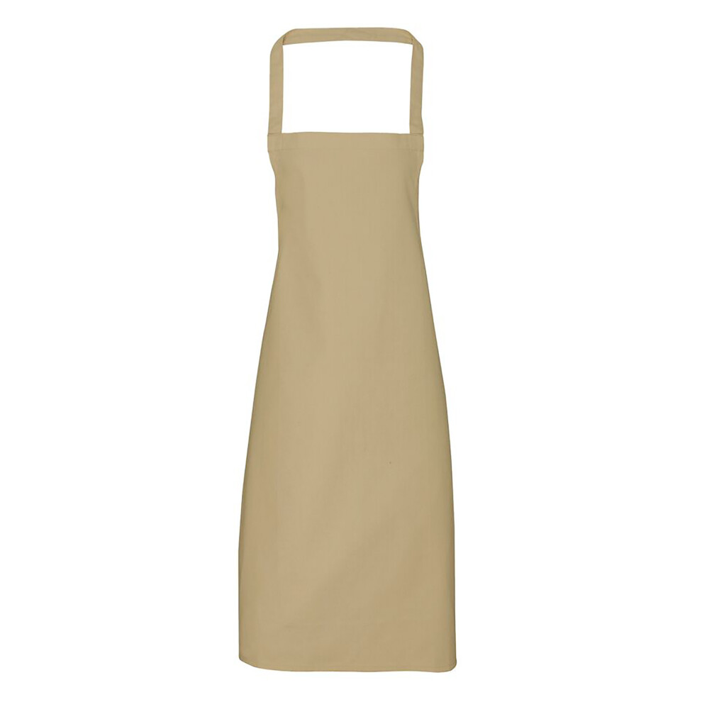 Premier (One Size, Khaki) Ladies/Womens Slim Apron (No Pocket) / Workwear (Pack Of 2)