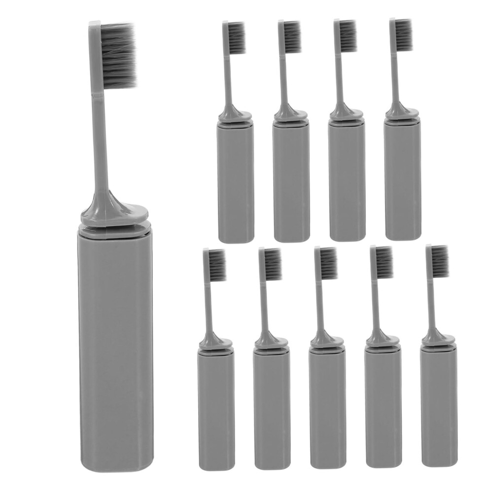 10pcs Foldable Travel Toothbrush Soft Bristles with Protective Cover for Sensitive Gums