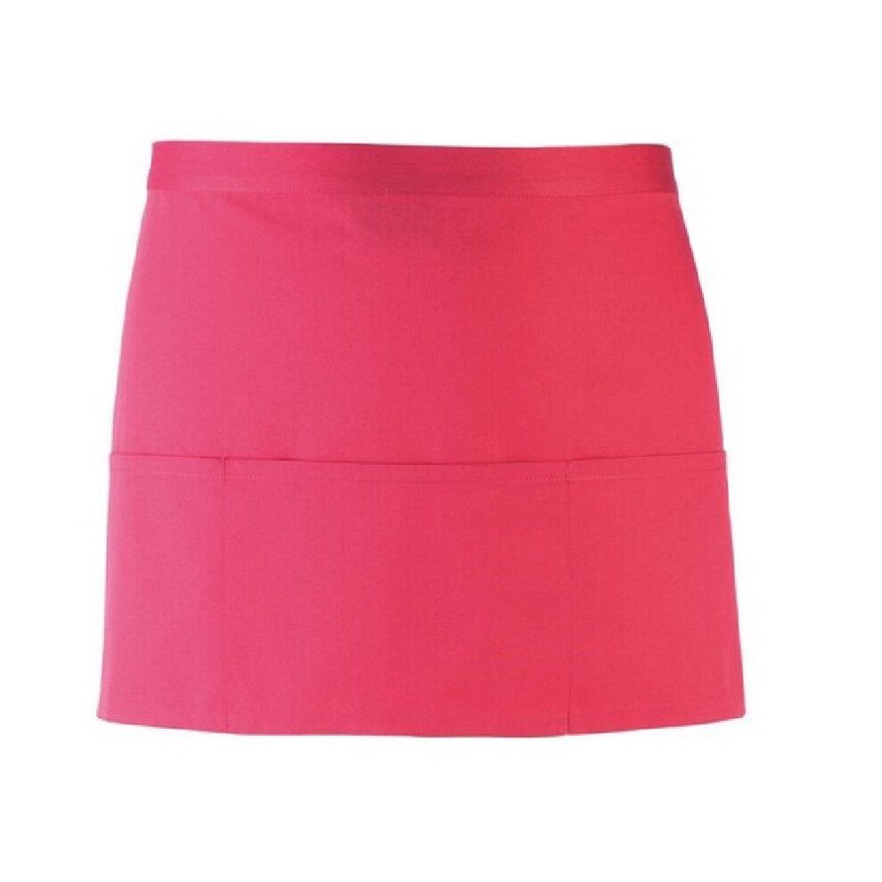 Premier (One Size, Hot Pink) Ladies/Womens Colours 3 Pocket Apron / Workwear (Pack Of 2)