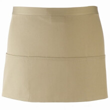(One Size, Khaki) Premier Ladies/Womens Colours 3 Pocket Apron / Workwear (Pack of 2)