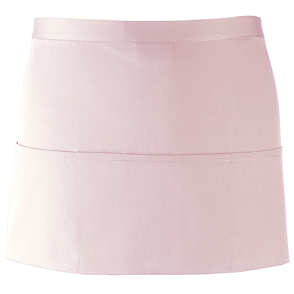 (One Size, Pink) Premier Ladies/Womens Colours 3 Pocket Apron / Workwear (Pack Of 2) 5059269102852