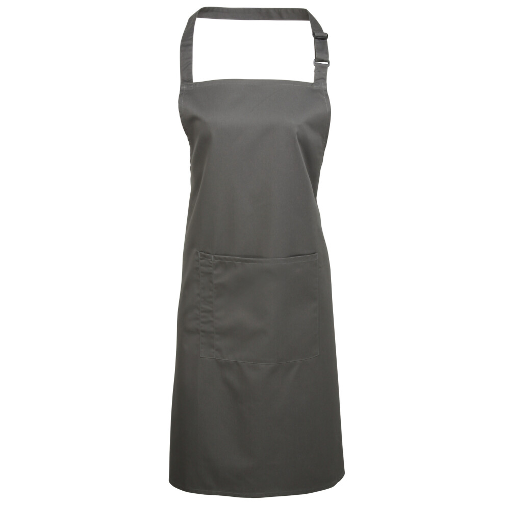 (One Size, Dark Grey) Premier Ladies/Womens Colours Bip Apron With Pocket / Workwear (Pack Of 2)
