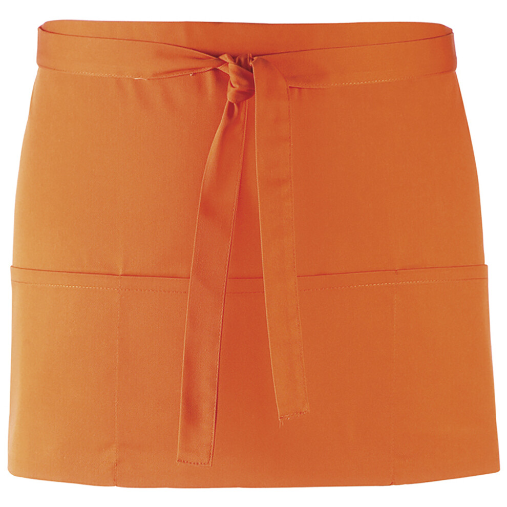 Premier (One Size, Orange) Ladies/Womens Colours 3 Pocket Apron / Workwear (Pack Of 2)