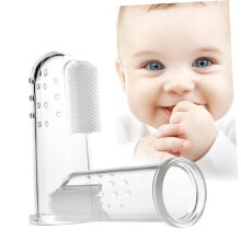 Soft Silicone Baby Finger Toothbrush for Newborn Gentle Gum Massage Dual Cleaning 2pcs Transparent
