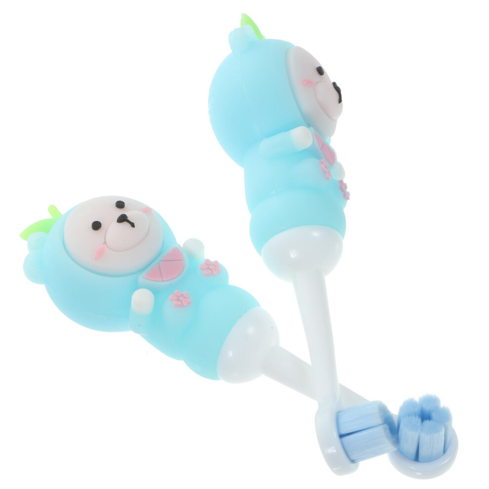 Kids Toothbrush with Extra Soft Bristles, Ergonomic Bear Handle, Cute Cartoon Design, 2 Pack