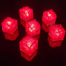 LED Ice Cubes Liquid Activated Glow Waterproof Lights for Drinks Parties Wedding Bar 12 Pack Red