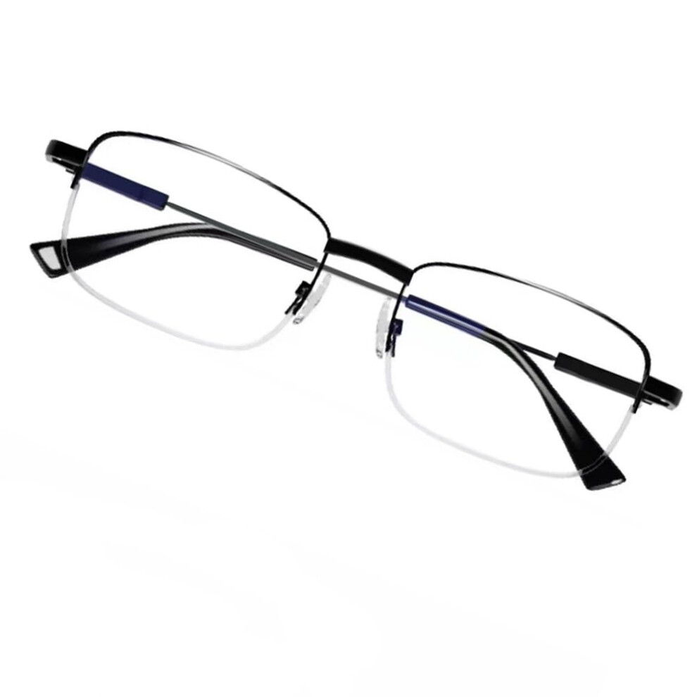 Blue/Light Progressive Multifocus Reading Glasses 2.0X Blocking Semi Rimless Unisex Alloy Frame