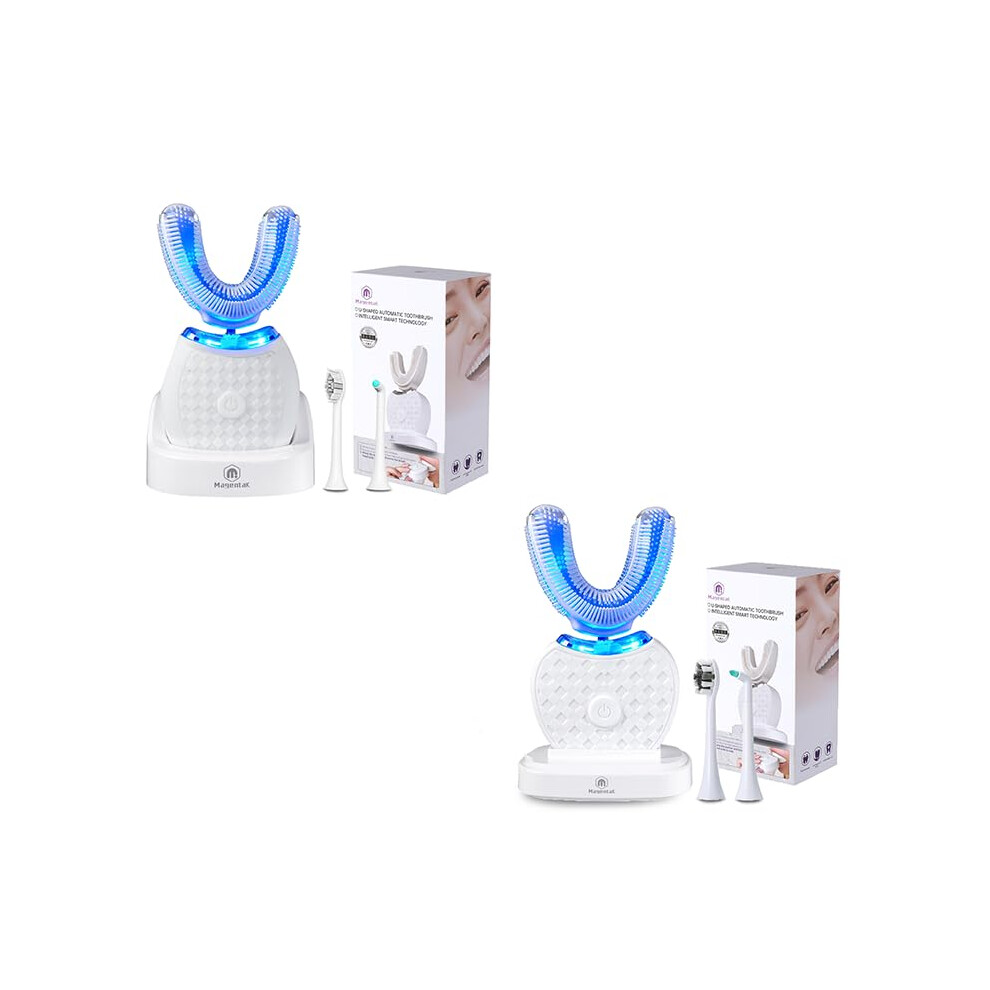 White Ushaped Electric Toothbrush With 360 Fullarch Cleaning, Ultrasonic Ning, Ipx7 Waterproof