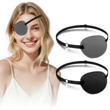 Eye Patch for Adults with 3D Contoured Comfort, Adjustable Fit, Glasses Compatible, 2Pcs Grey and Black
