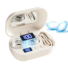 Ultrasonic Contact Lens Cleaner with Protein Removal, Safe for Colored Lenses, Compact Travel Case