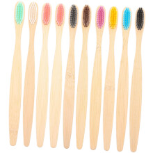 10pcs Travel Toothbrush Kit with Soft Carbon Fiber Bristles and Charcoal Wood Handle for Adults