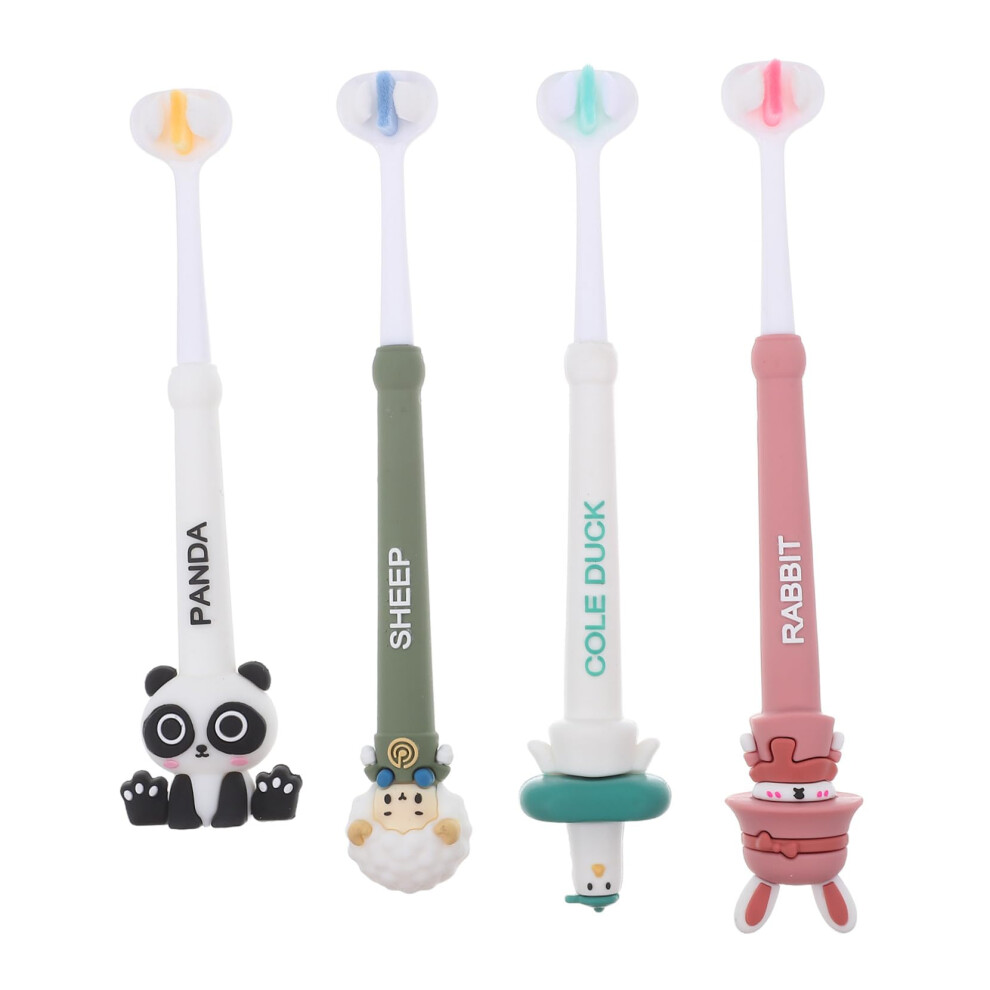 Kids Toothbrush 4pcs ThreeSided Head Soft Bristles Easy Grip Handle for Gentle Gum Care