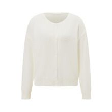 (S, White) Gilet femme tendance, col rond, manches longues, manteau doux décontracté pour l'automne