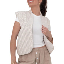 (M, Khaki) Chaleco con estampado a cuadros para mujer, abierto, sin mangas, ligero, tipo cárdigan para verano y primavera.