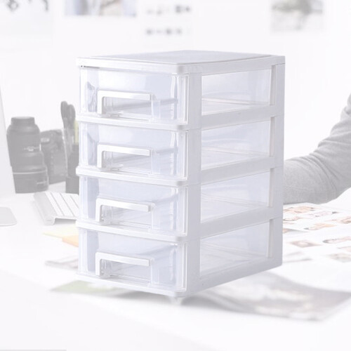 Caixa organizadora de mesa estilo gaveta, 43 x 61 x 100 cm (17 x 24 x 39,5 polegadas), em PP com 4 camadas e à prova de poeira. 1