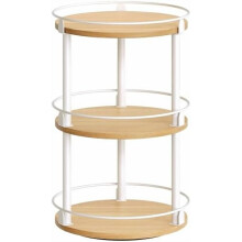 Étagère à épices rotative à 3 niveaux – Blanc et naturel