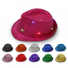 Sombrero Fedora Trilby con lentejuelas LED intermitentes para fiestas y bailes (unisex)