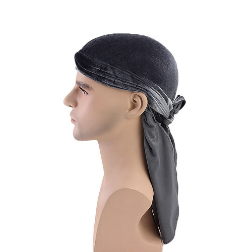Καπέλο Durag Μονόχρωμο Ultra Soft Keep Warm Velvet Ανδρικό Γυναικείο Κάλυμμα Κεφαλής με Μακριά 2