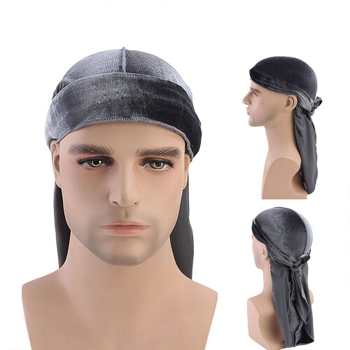 Καπέλο Durag Μονόχρωμο Ultra Soft Keep Warm Velvet Ανδρικό Γυναικείο Κάλυμμα Κεφαλής με Μακριά