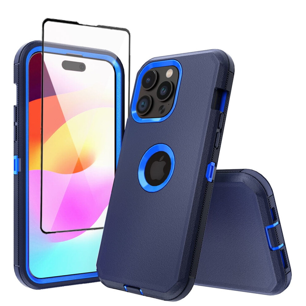 Xhy Iphone 15 Plus Case With Screen Protector Â Military-Grade 3-In-1 Shockproof Armor, Rugged & Detachable, Blue+ Dark/Blue 9340258180361