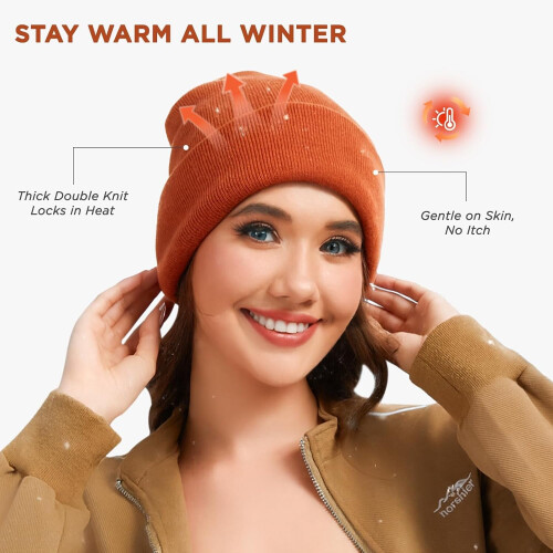 2 τεμάχια καπέλα Beanie για γυναίκες και άνδρες χειμώνα, σκούφοι με σατέν επένδυση, 1